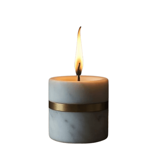 BRASS & MARBLE T-LIGHT HOLDER (NATURAL)